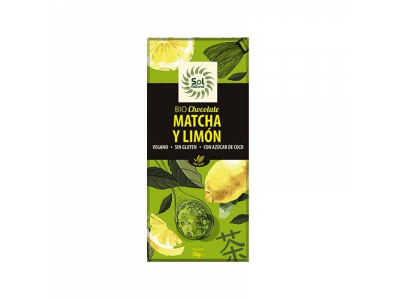 Chocolate Bio Matcha Limón 70g, de Sol Natural