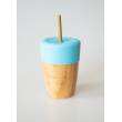 Vaso Bambú con pajita color azul, de Ecorascals