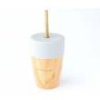 Vaso Bambú con pajita y tapa color amarillo, de Ecorascals