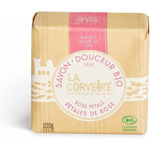 Jabón pastilla Bio PÉTALES DE ROSE 100g, de La corvette